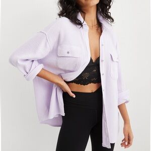 Aerie Lumberjane Waffle Button Up Violet Flurry Shirt Size XL